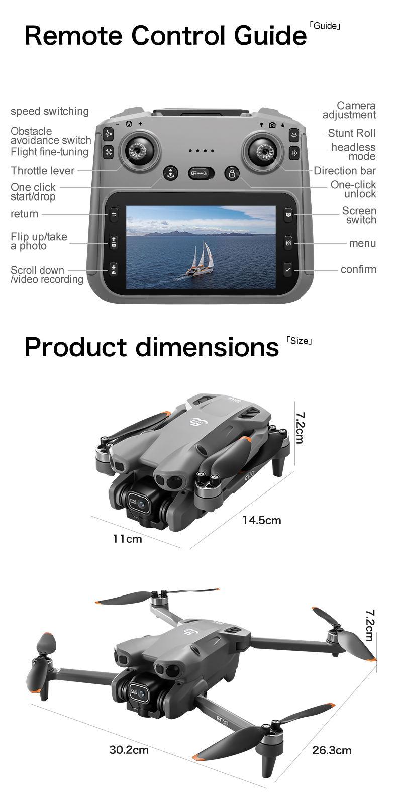 EVOLVE GT50 Drone | HD Dual Camera | 5.64“ Screen Remote Control ...