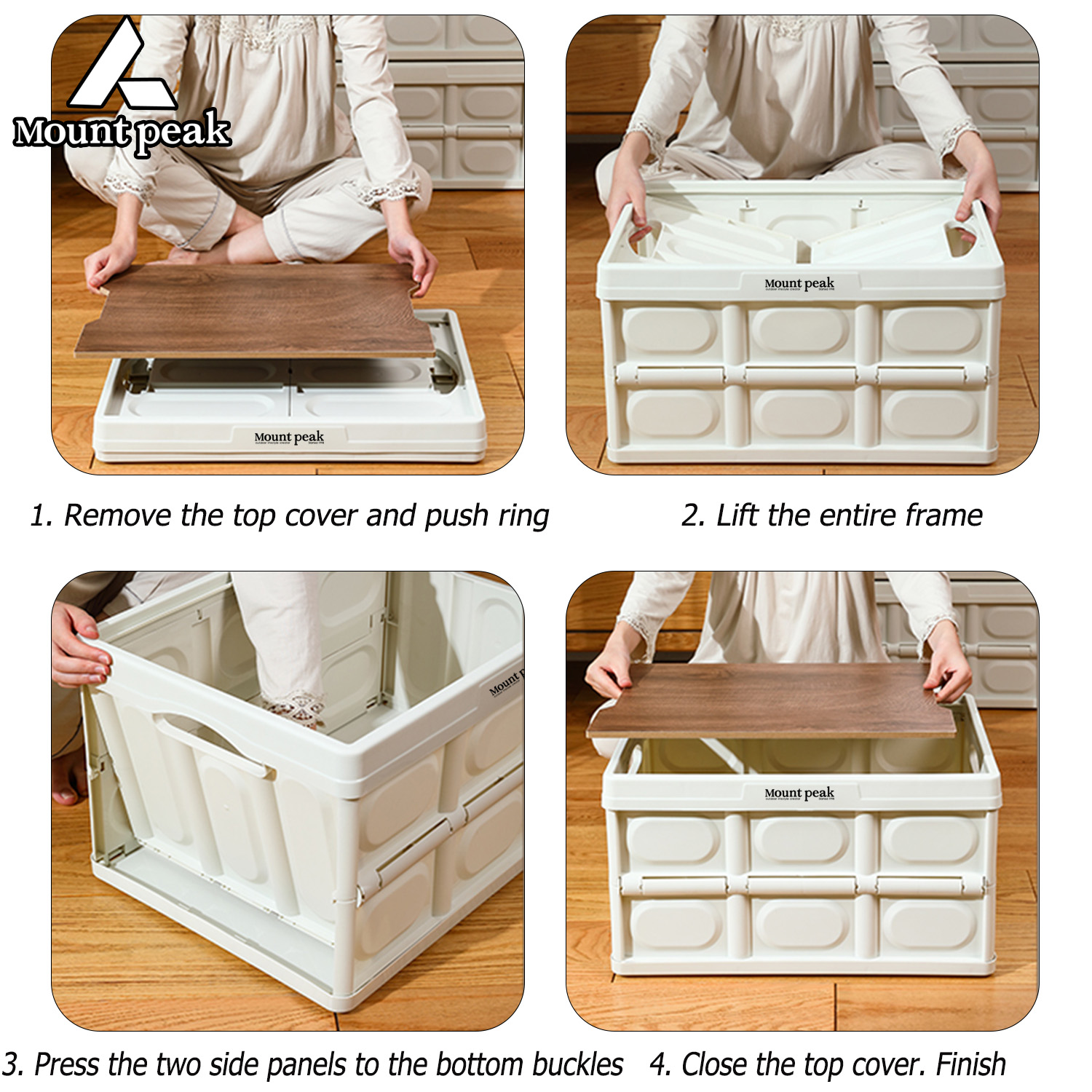 Mount peakOutdoor camping multifunctional wooden lid storage box with ...