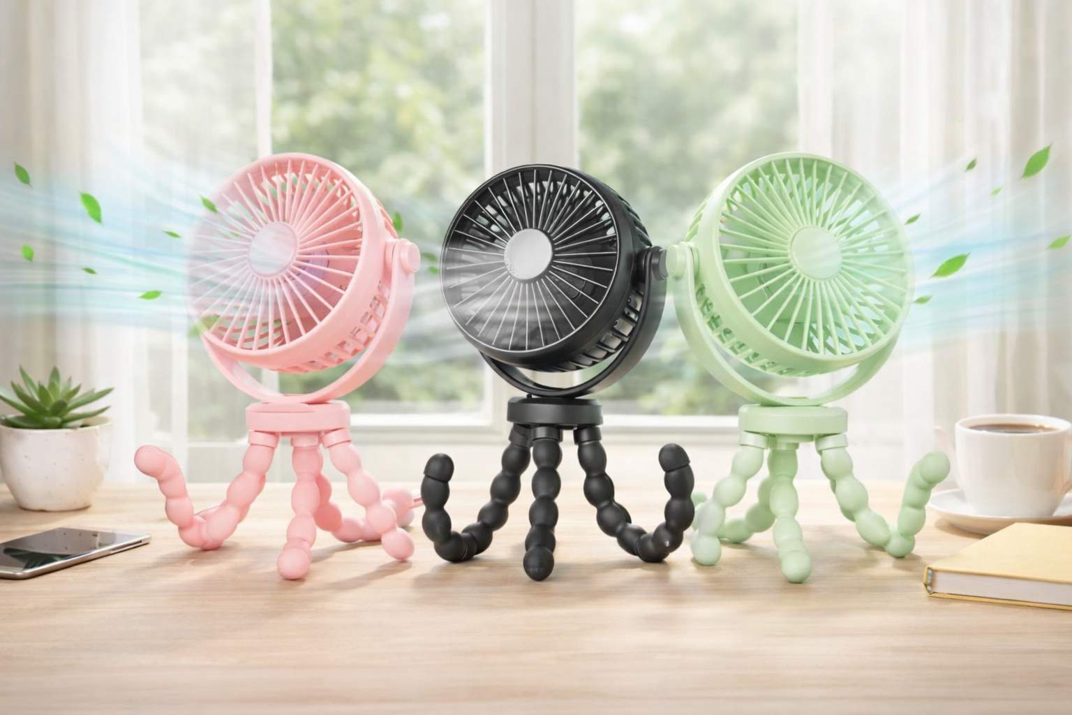 【Free Gift】 Portable Octopus Tripod Fan USB Mini Clip Fan 360 ...