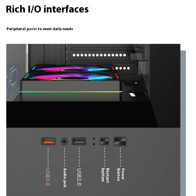 Computer Case With Tempered Glass Side Panel Good Heat Dissipation PC ...