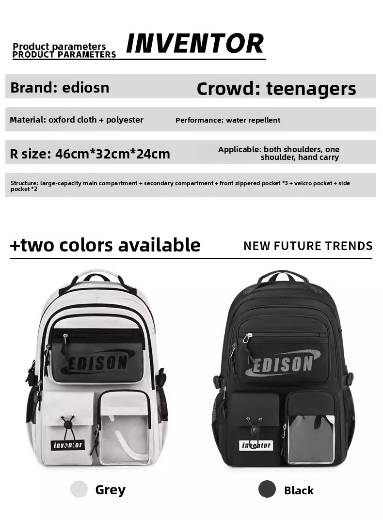 EDISON Beg Sekolah Menengah & Universiti Backpack Muat Laptop 15.6 ...