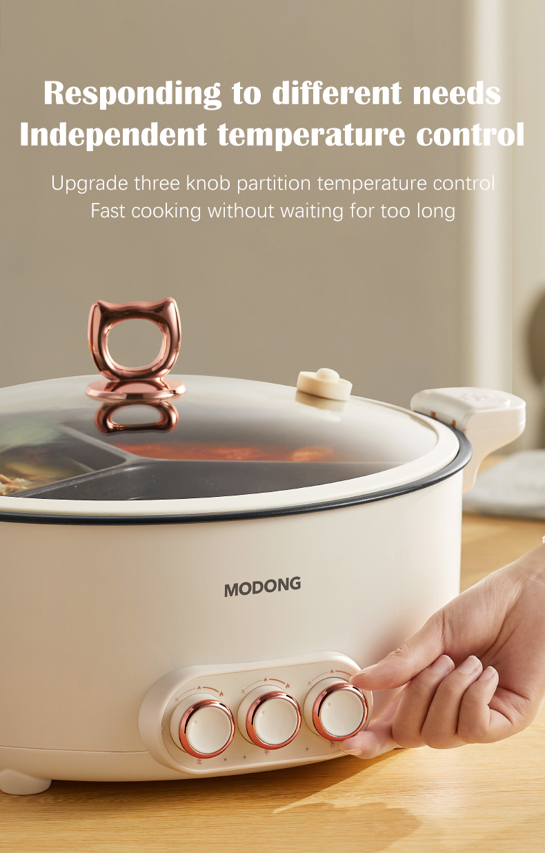 MODONG 8L Three-Compartment Electric Hot Pot/Cooker with Micro-Pressure ...