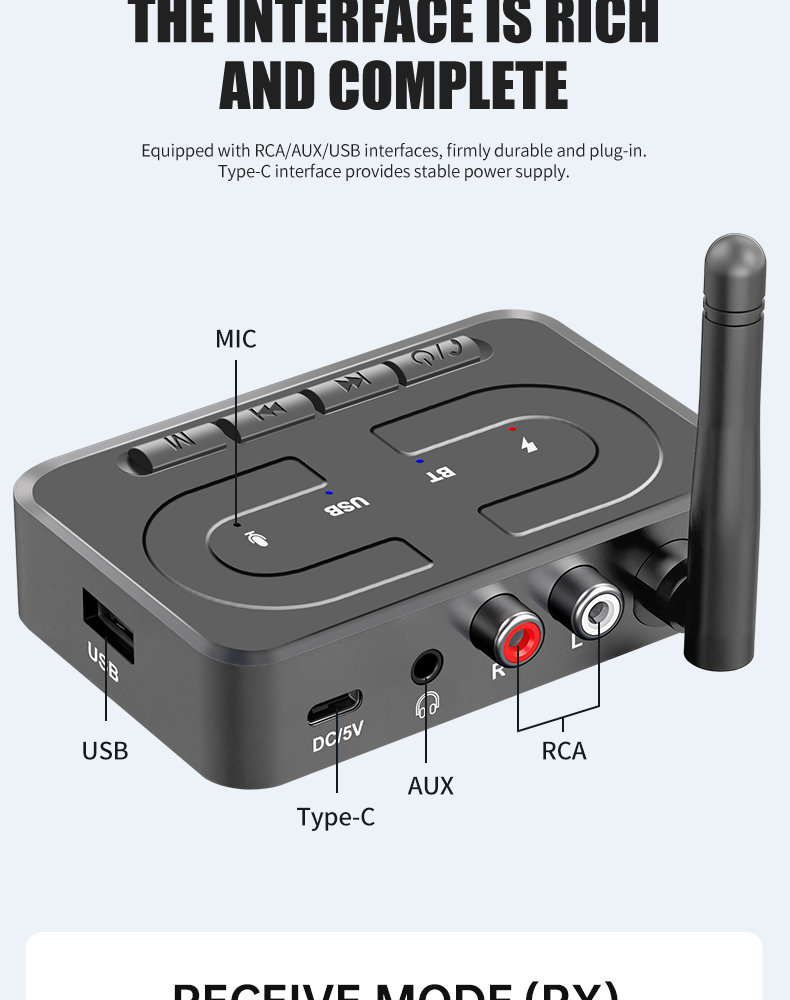2026 USB Bluetooth 6.0 Audio Receiver Adapter Wireless Stereo Music 3 ...