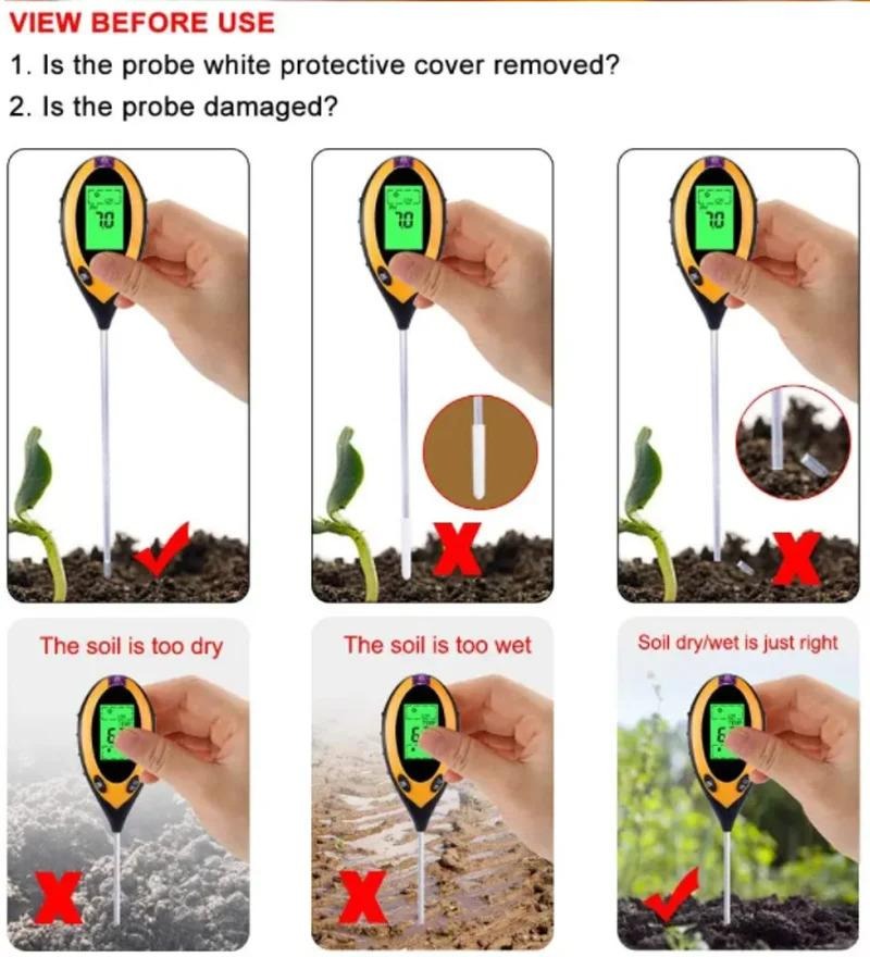Professional Soil Testing Meter Accurate Soil Hygrometer Fertility/Temp ...