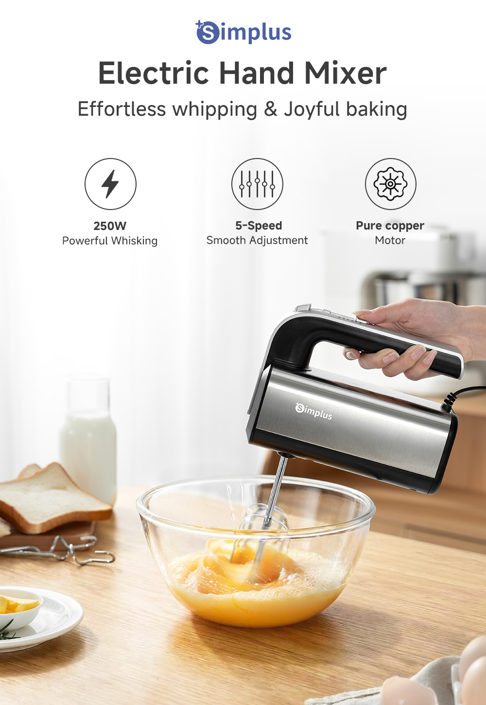 【NEW】Simplus 250W Electric Multi-Function Hand Mixer | Egg Beater ...