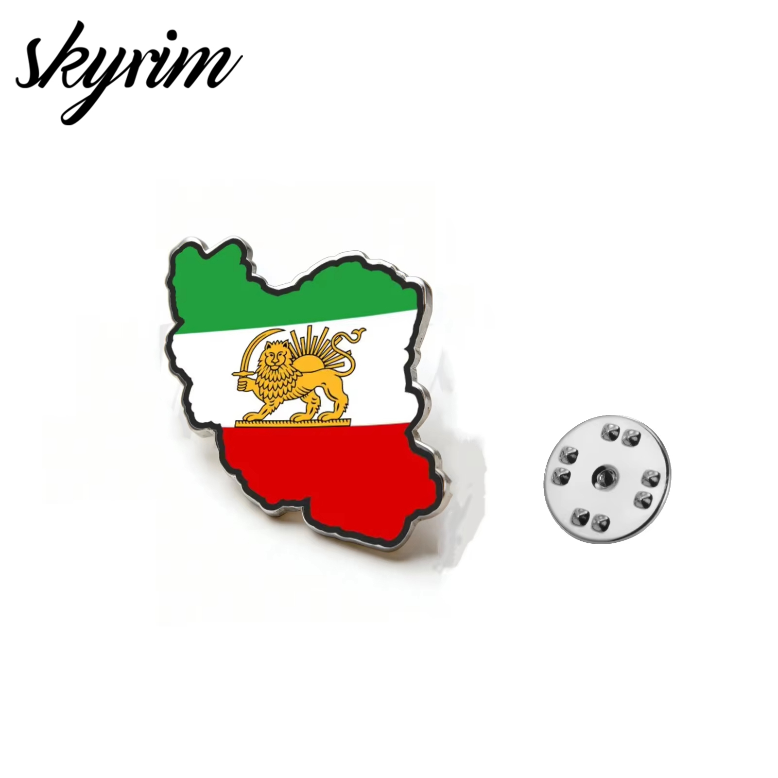 SKYRIM Iran Persia Flag Brooch Lapel Pins National Outline Bulk Metal ...