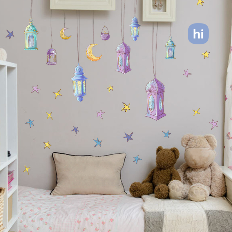 HI HOMES Ramadan Stars Moon Decorative Window Stickers Eid Mubarak ...