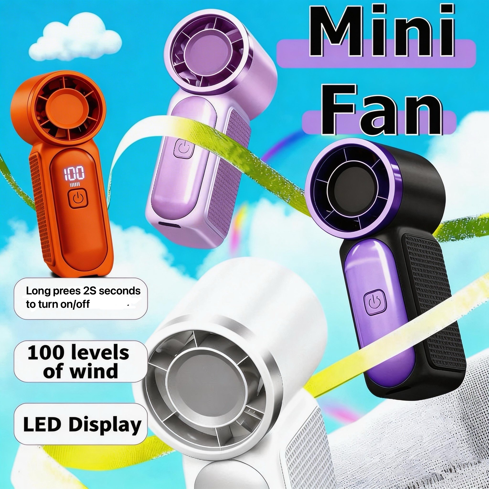 2026 NEW Kipas mini 6000mAh Portable Mini Handheld Fan 3.5 Inch High ...