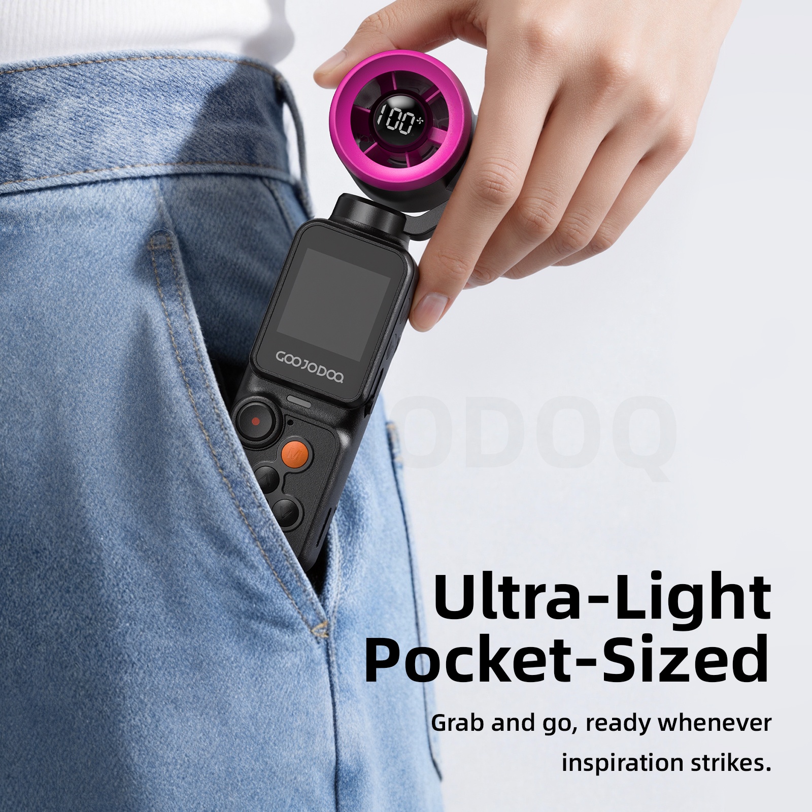 GOOJODOQ Handheld Camera Fan 2500 mAh Photo/Video Mini Portable Strong ...
