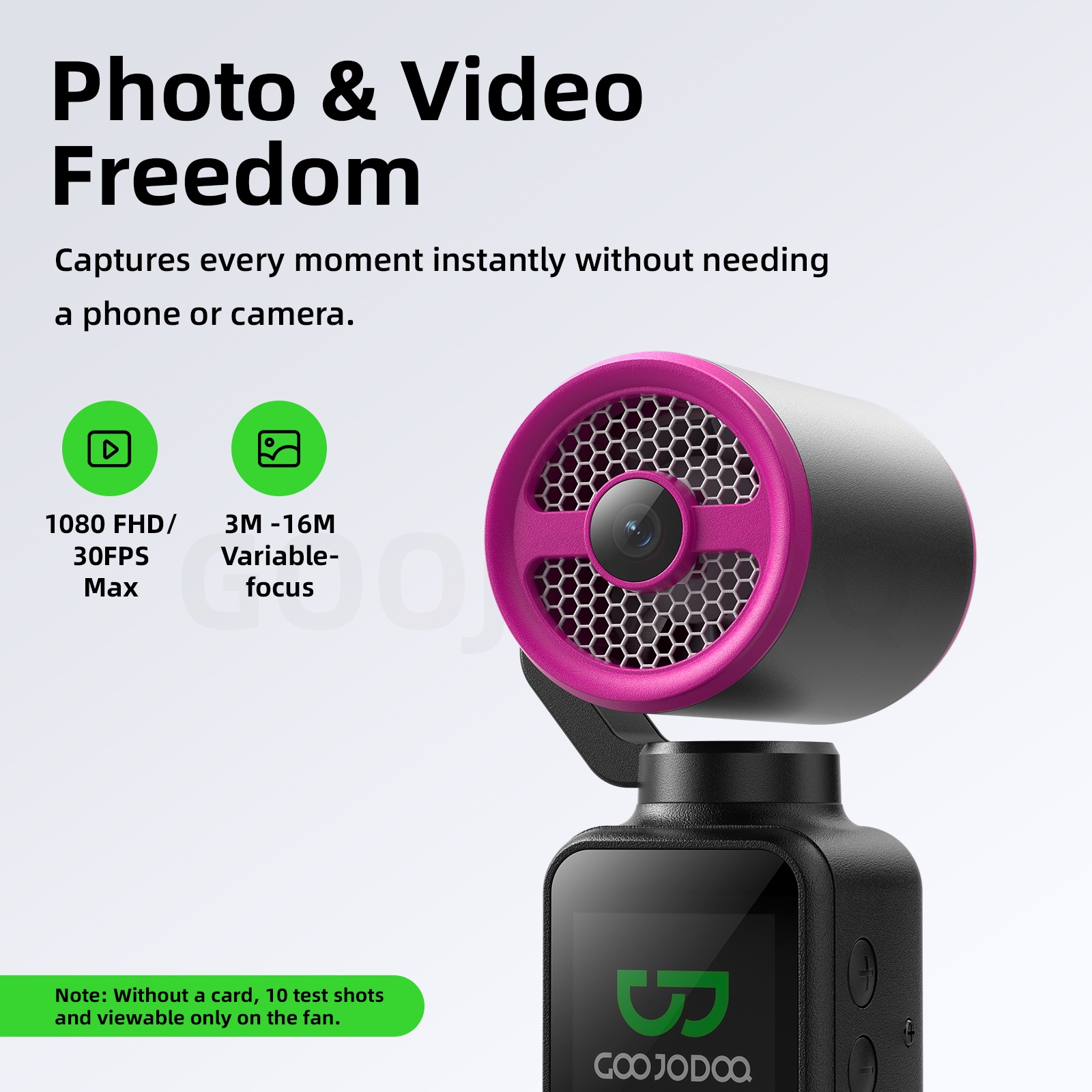 GOOJODOQ Handheld Camera Fan 2500 mAh Photo/Video Mini Portable Strong ...