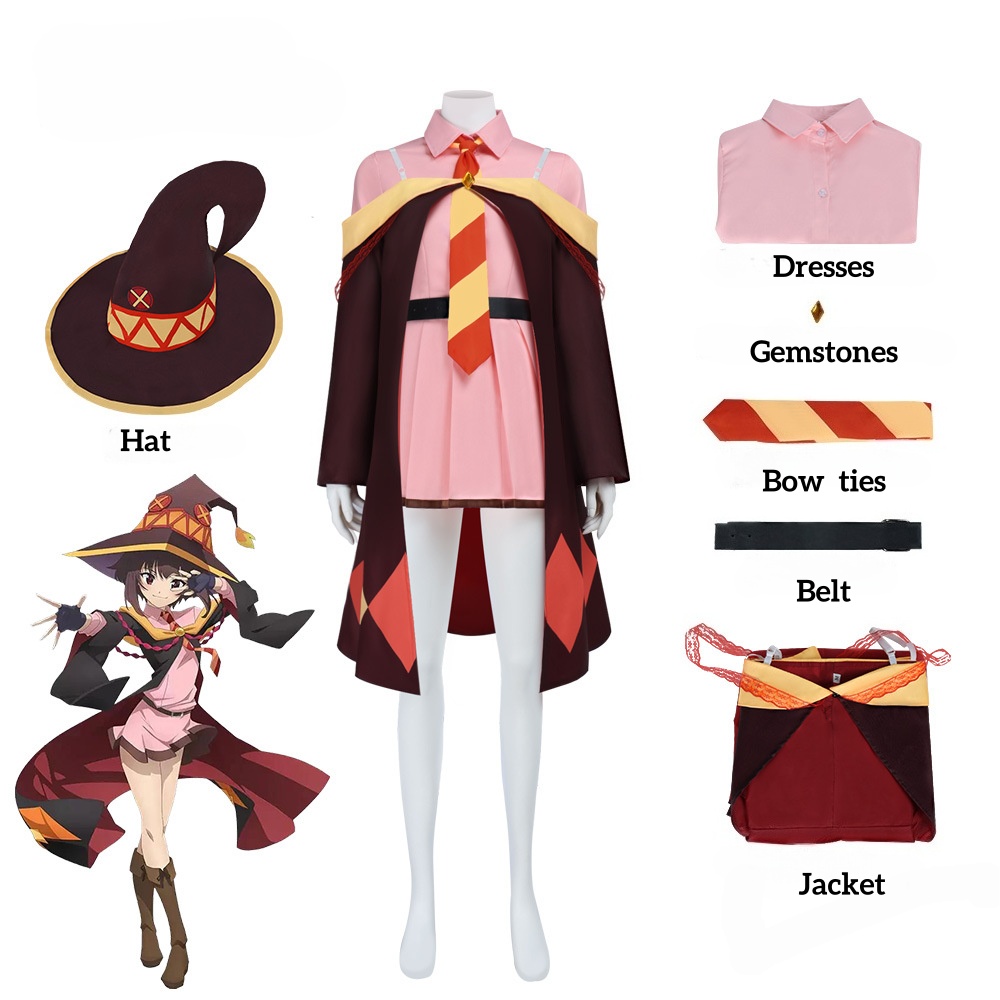 Megumin Cosplay Costume Wig KonoSuba Anime Chomusuke Witch Uniform ...