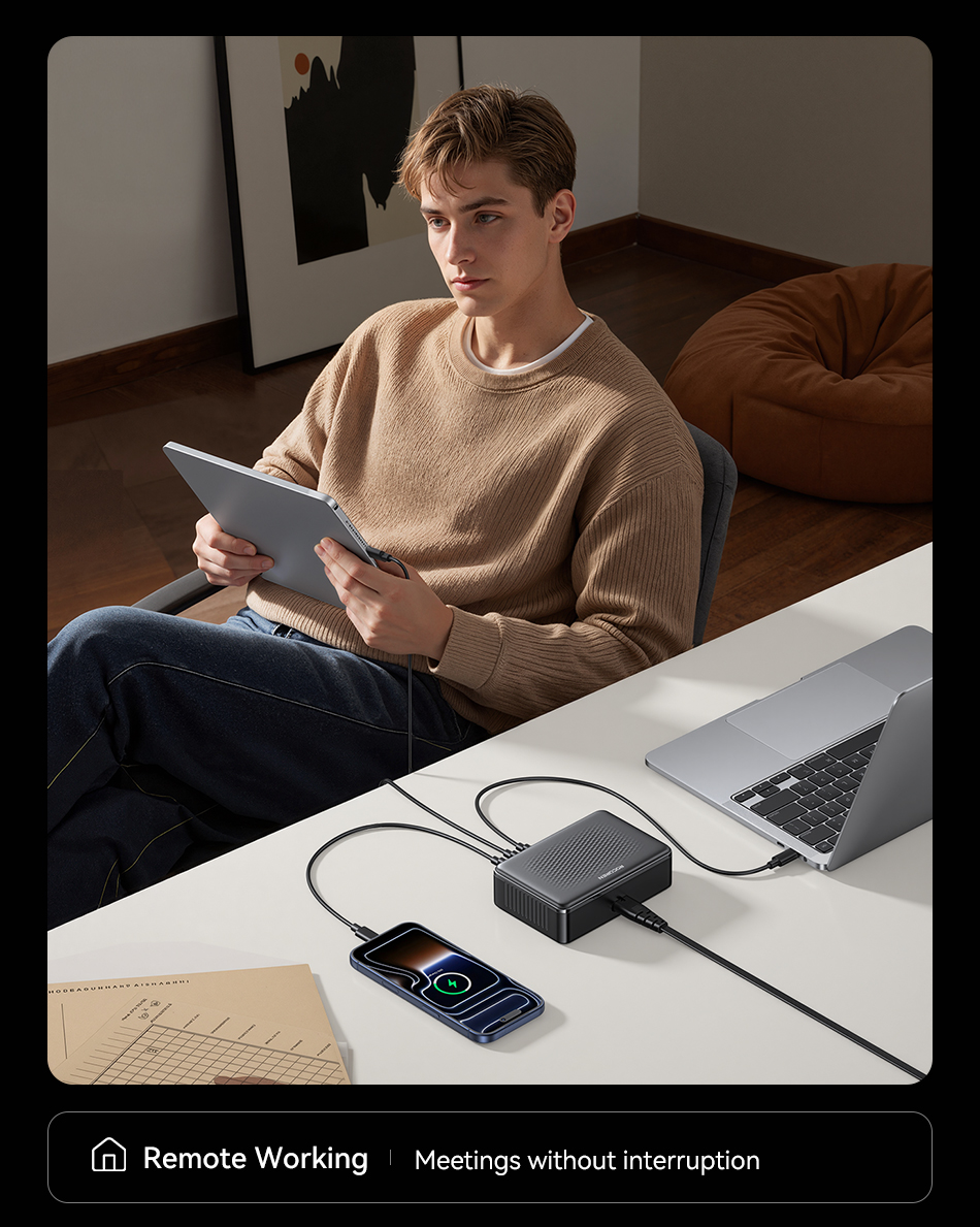 Rocoren 200W GaN USB C Charger 8 in 1 Desktop Fast Charging For iPhone ...