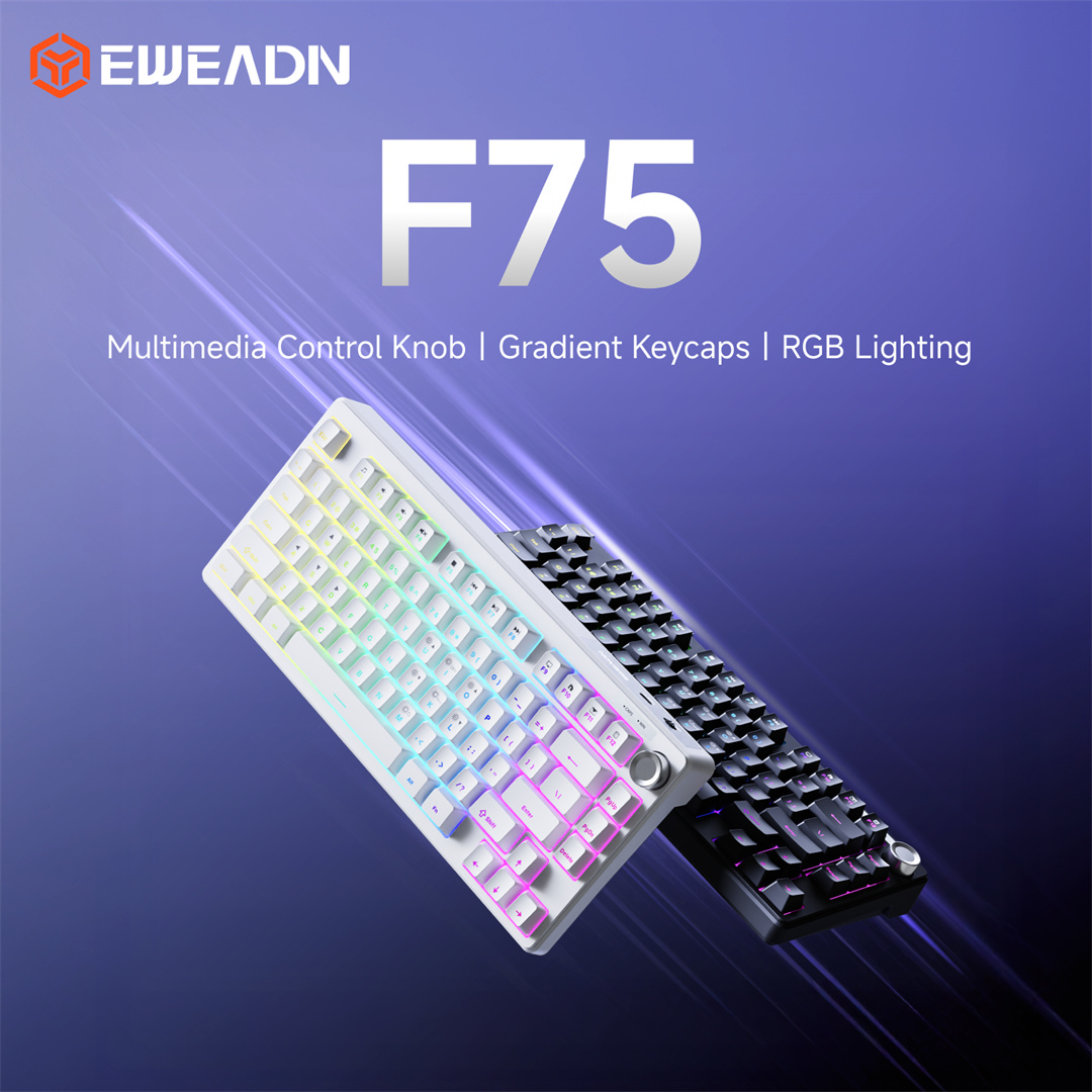 EWEADN F75 Wired Gaming Keyboard RGB Backlighting & 80-Key Compact ...