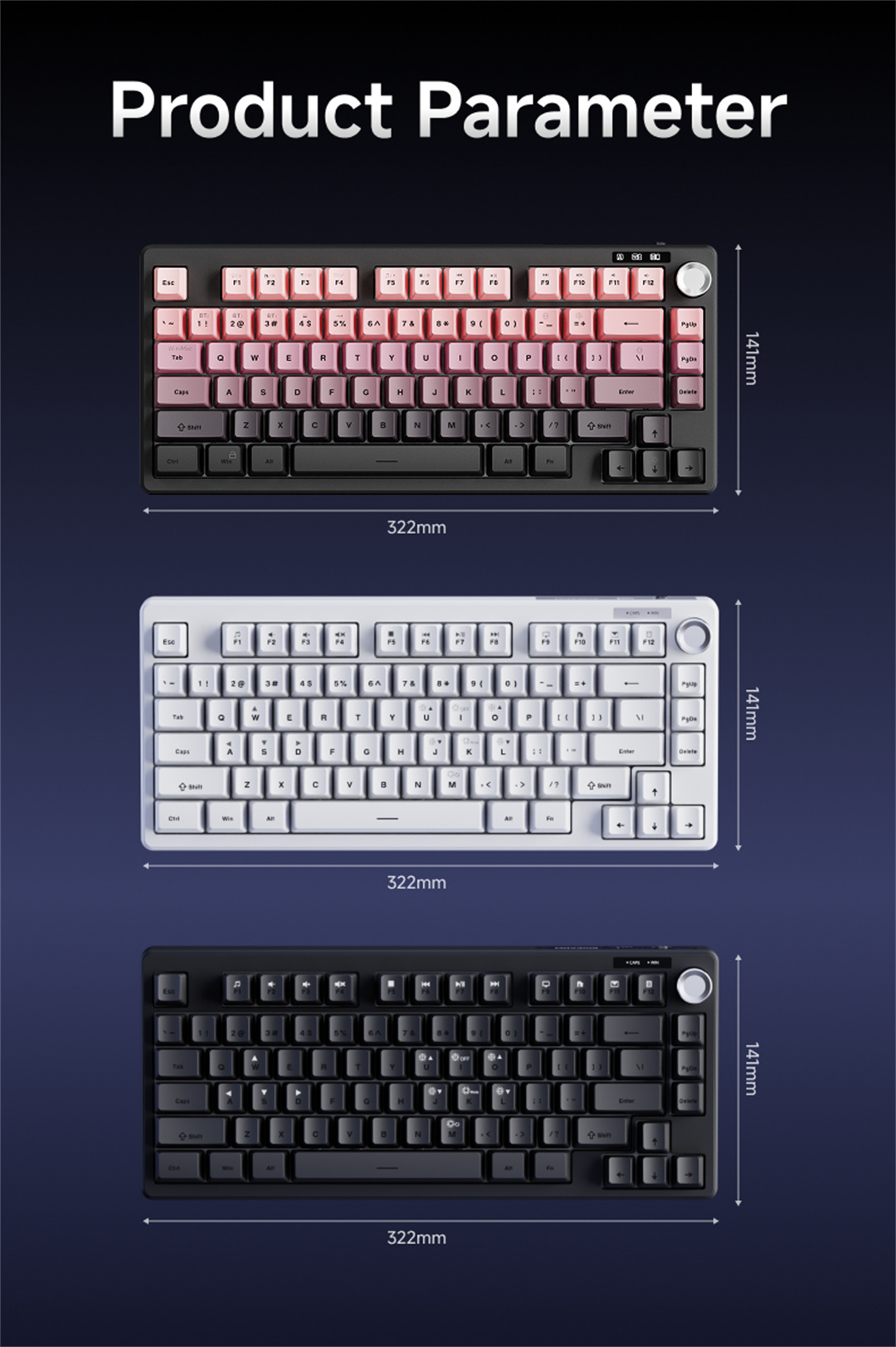 EWEADN F75 Wired Gaming Keyboard RGB Backlighting & 80-Key Compact ...