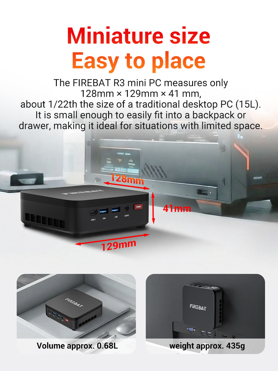 FIREBAT R3 NEW Mini PC AMD Ryzen5 7430U /AMD Ryzen3 4300U Windows 11 ...