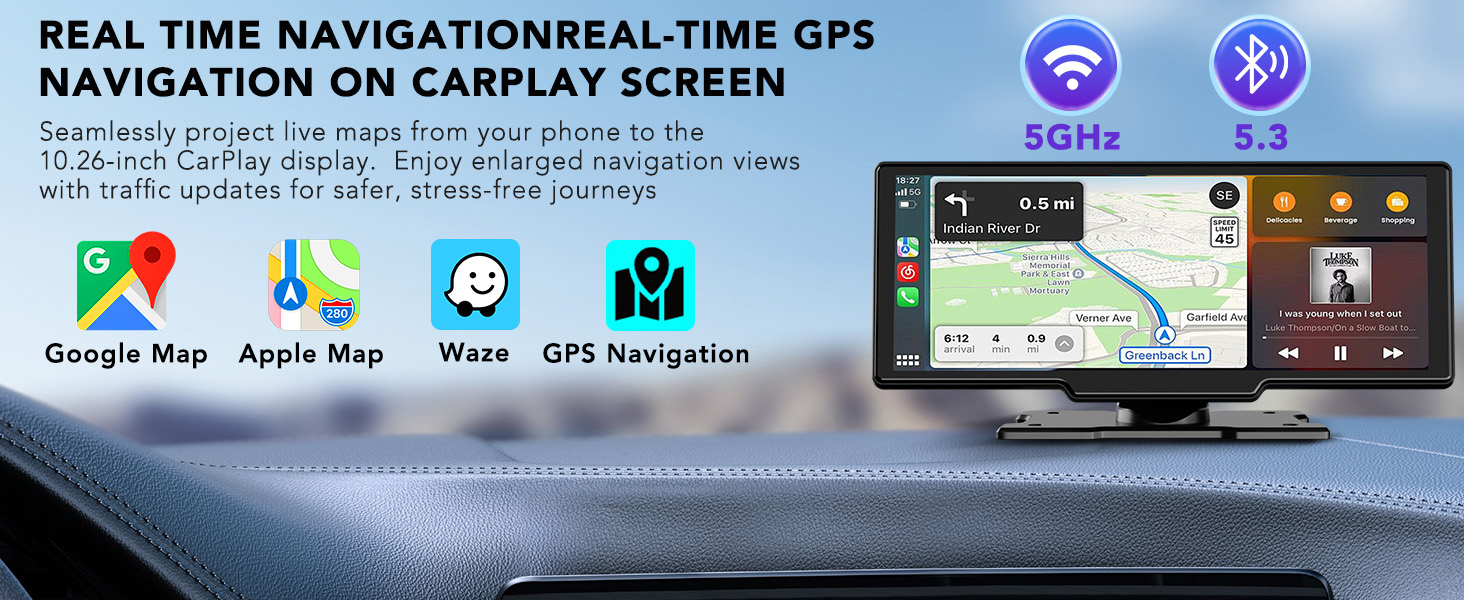 Asawin Carplay 4K Dash Cam WIFI Android Apple 10.26 In Front and Rear ...