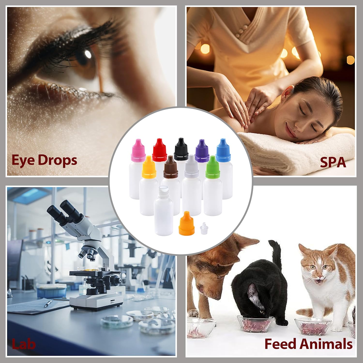 100Pcs 3ml 5ml~30ml Multicolor Plastic Squeezable Eye Liquid Dropper ...