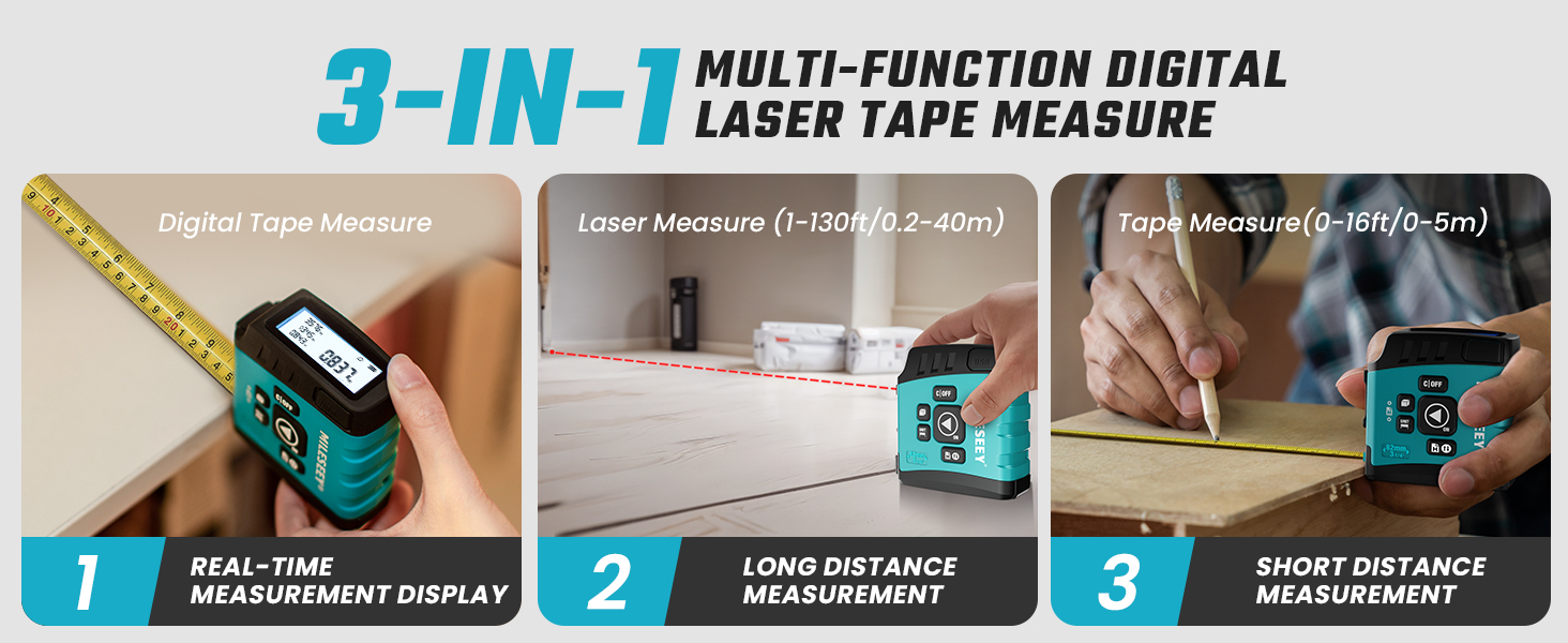 MiLESEEY DT20 Laser Tape Measure with APP, 3-in-1 Digital Measuring ...