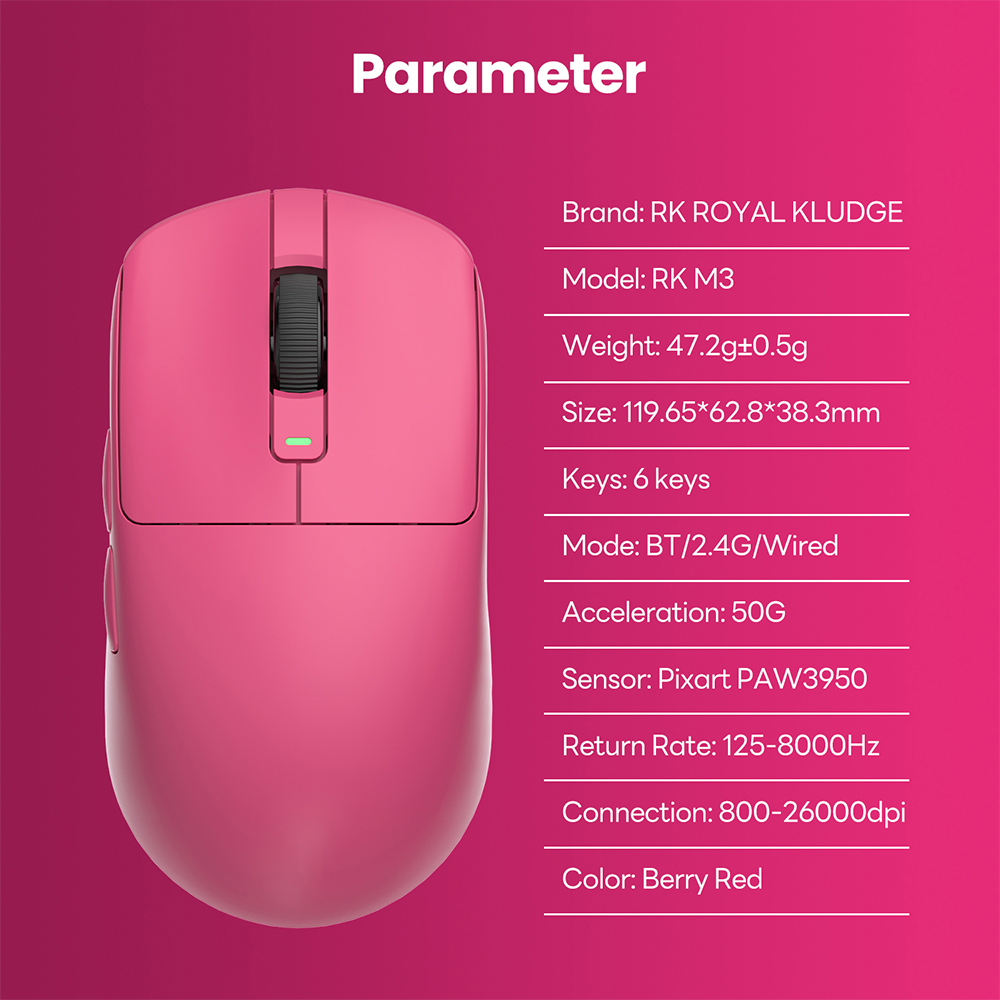 RK M3 Royal Kludge 8k 8000Hz Wireless Mouse Tri-Mode Bluetooth Wireless ...