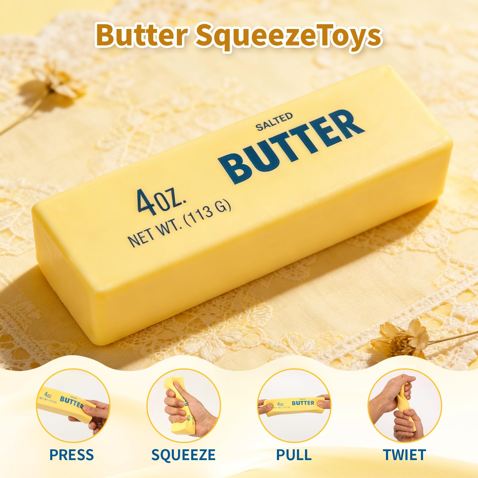(Ship in 12H)Butter Stick Squishy Toy, Soft Slow Rebound Sensory Fidget ...