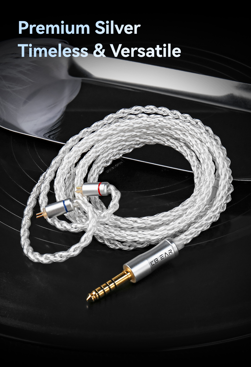 KBEAR Baize IEM Cable with 3.5mm 4.4mm Silver Plated Plug for KZ ZS10 ...