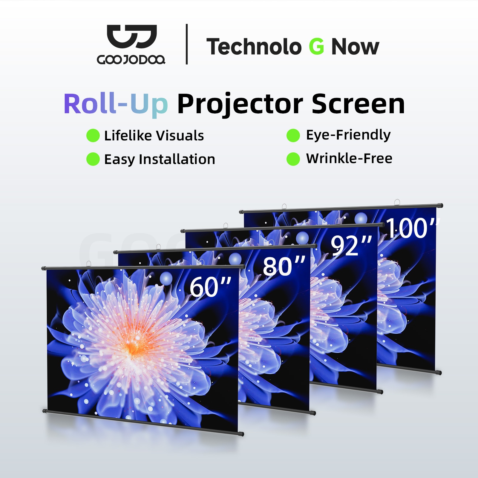 GOOJODOQ Anti-Light Projector Screen 4K Color Display Eye-Friendly ...