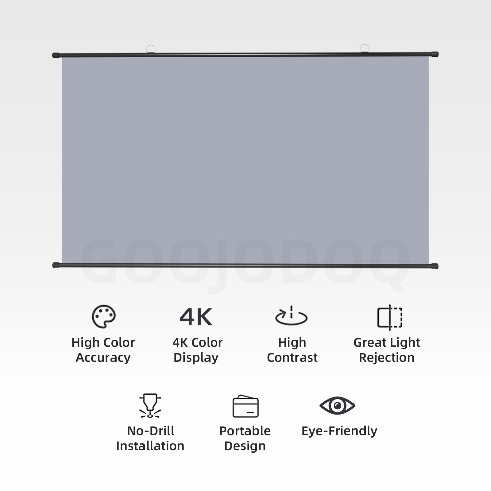 GOOJODOQ Anti-Light Projector Screen 4K Color Display Eye-Friendly ...