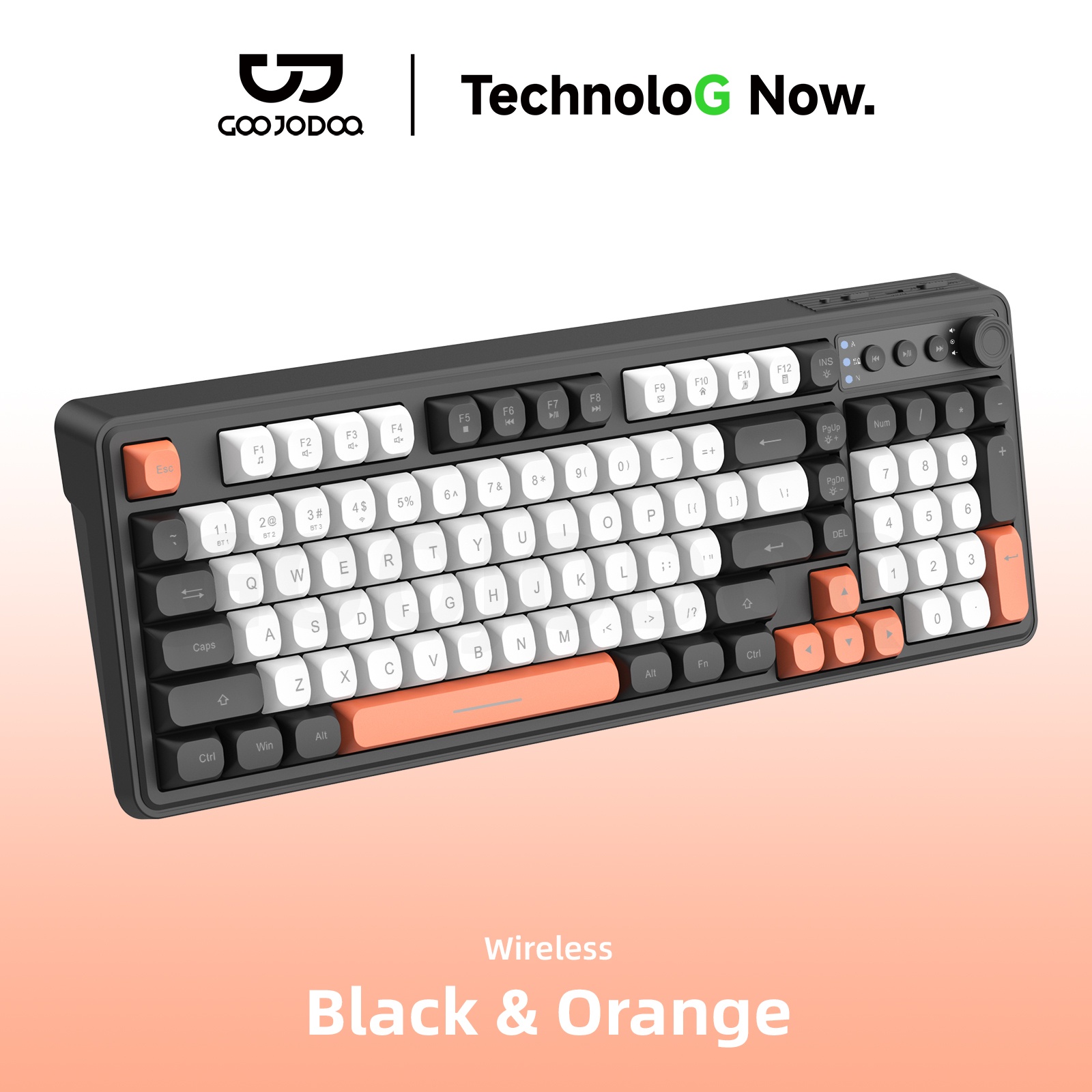 GOOJODOQ 98KEY Thin Film Keyboard Mechanical Touch for Bluetooth 2.4GHz ...