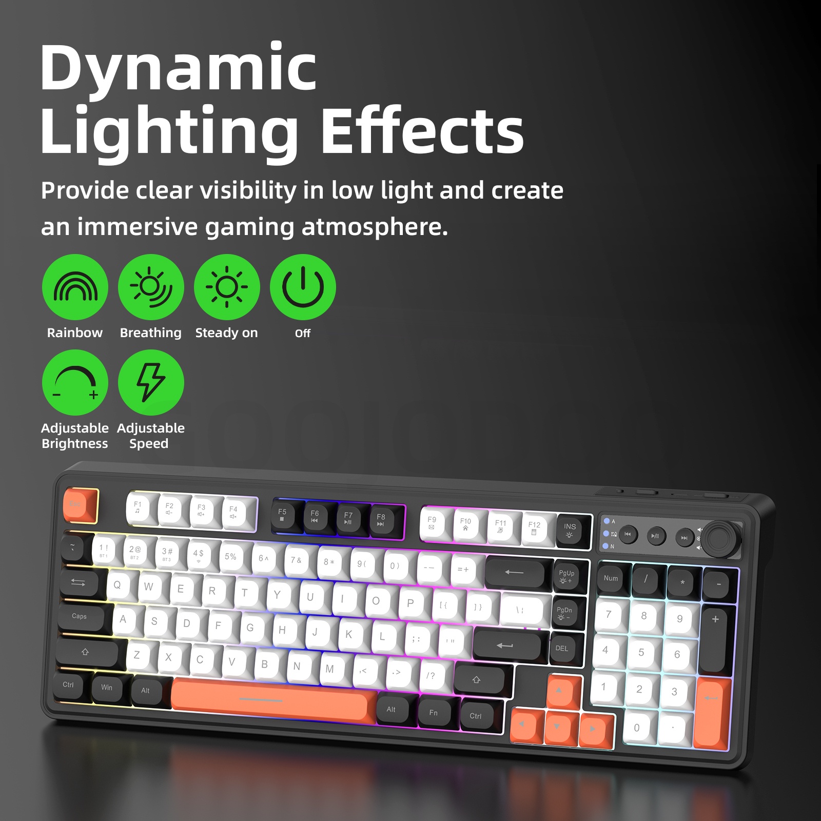 GOOJODOQ 98KEY Thin Film Keyboard Mechanical Touch for Bluetooth 2.4GHz ...