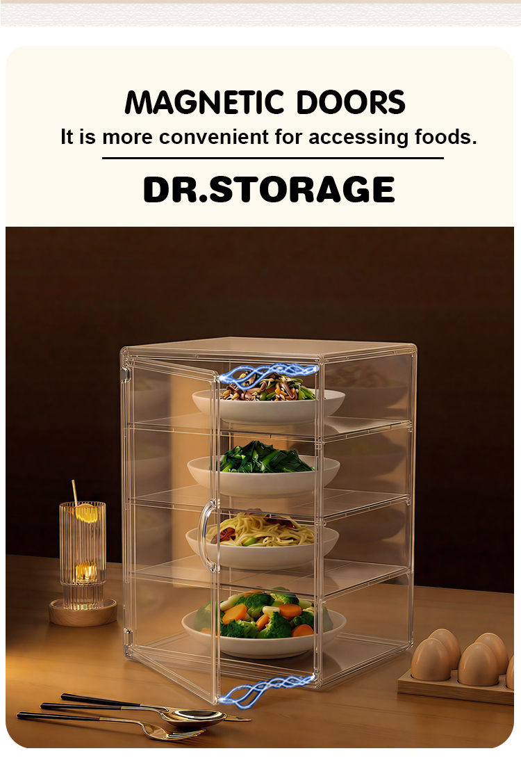 DR.STORAGE Detachable Partitions Food Cover Storage Transparent ...