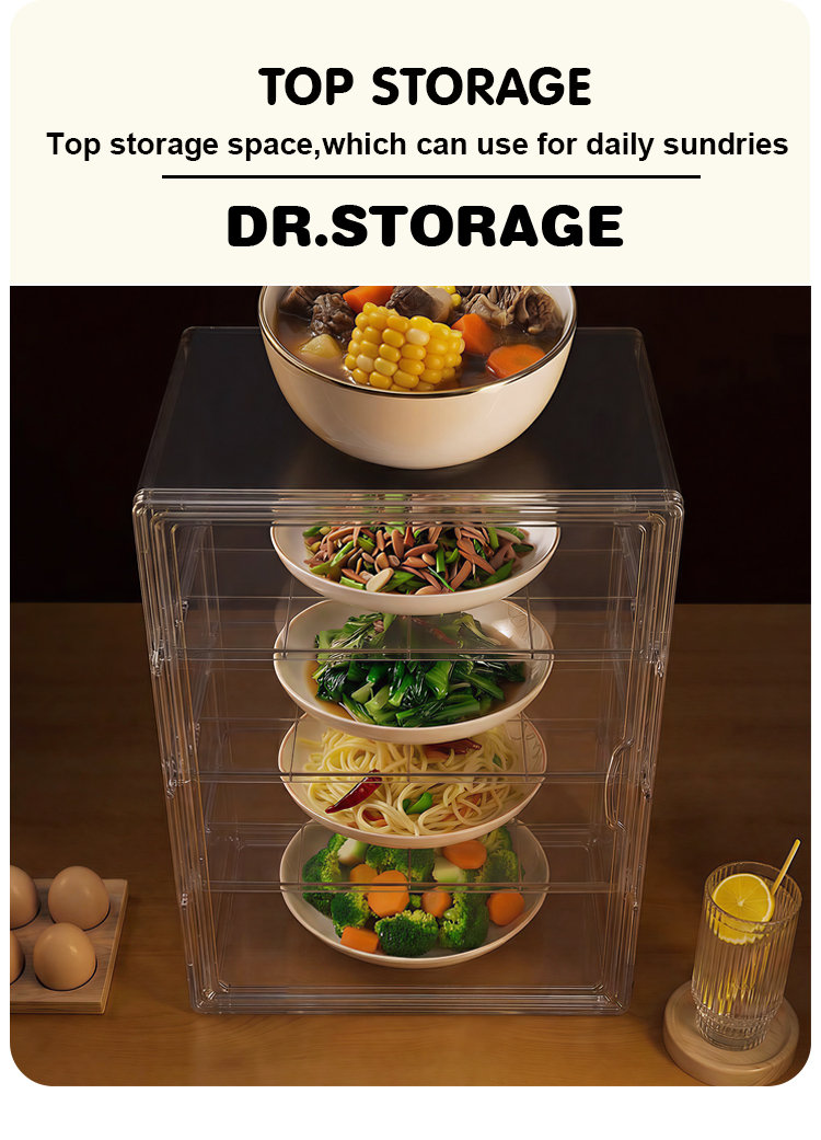 DR.STORAGE Detachable Partitions Food Cover Storage Transparent ...