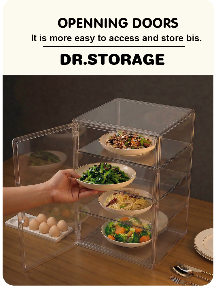 DR.STORAGE Detachable Partitions Food Cover Storage Transparent ...