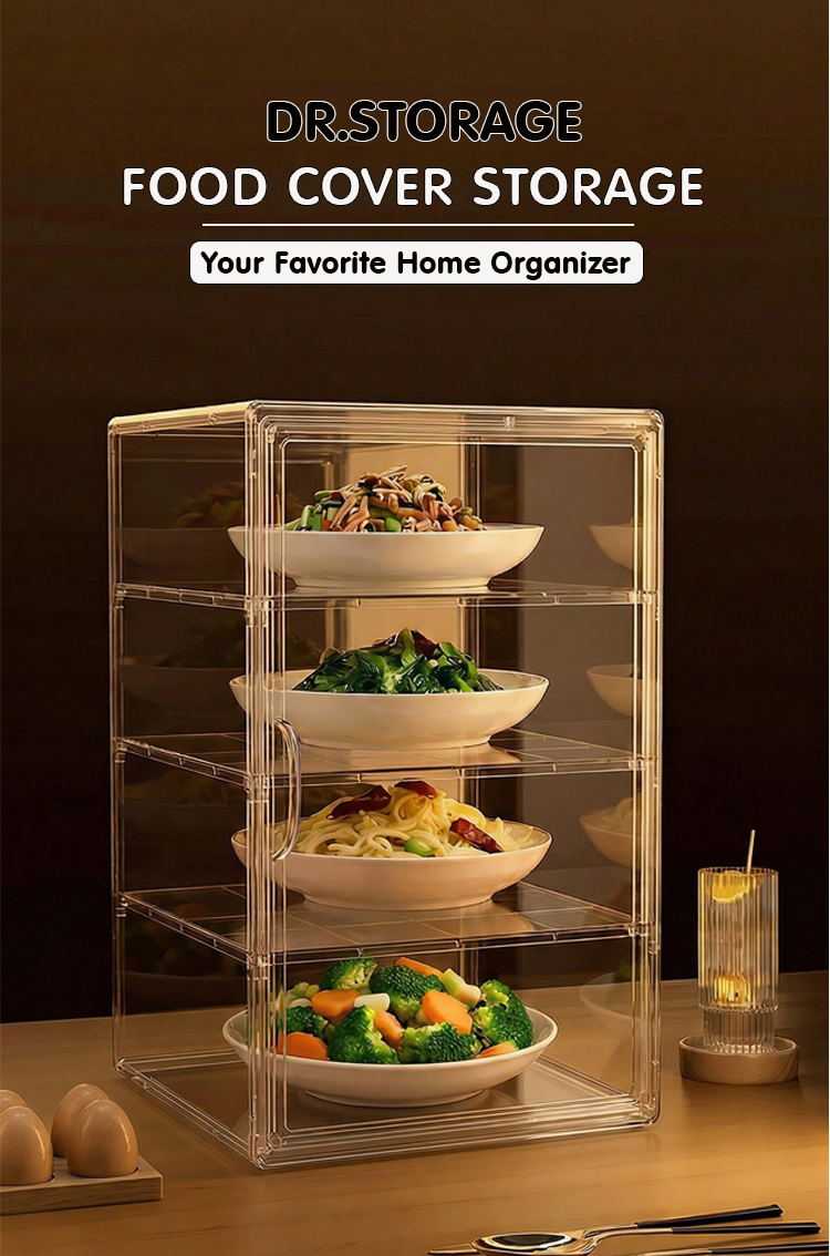DR.STORAGE Detachable Partitions Food Cover Storage Transparent ...