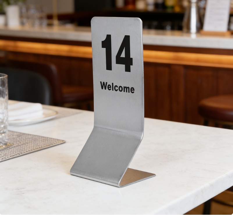 NO1-100 Stainless Steel Table Number Plate Card Double-Sided Restaurant ...