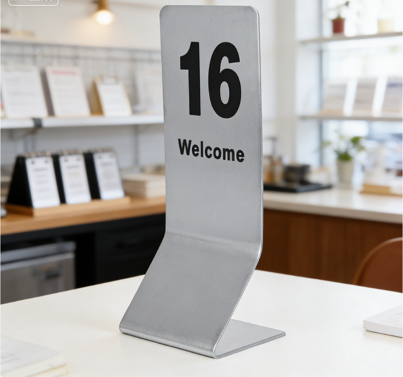 NO1-100 Stainless Steel Table Number Plate Card Double-Sided Restaurant ...
