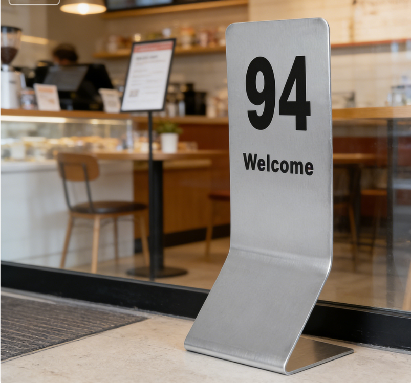 NO1-100 Stainless Steel Table Number Plate Card Double-Sided Restaurant ...