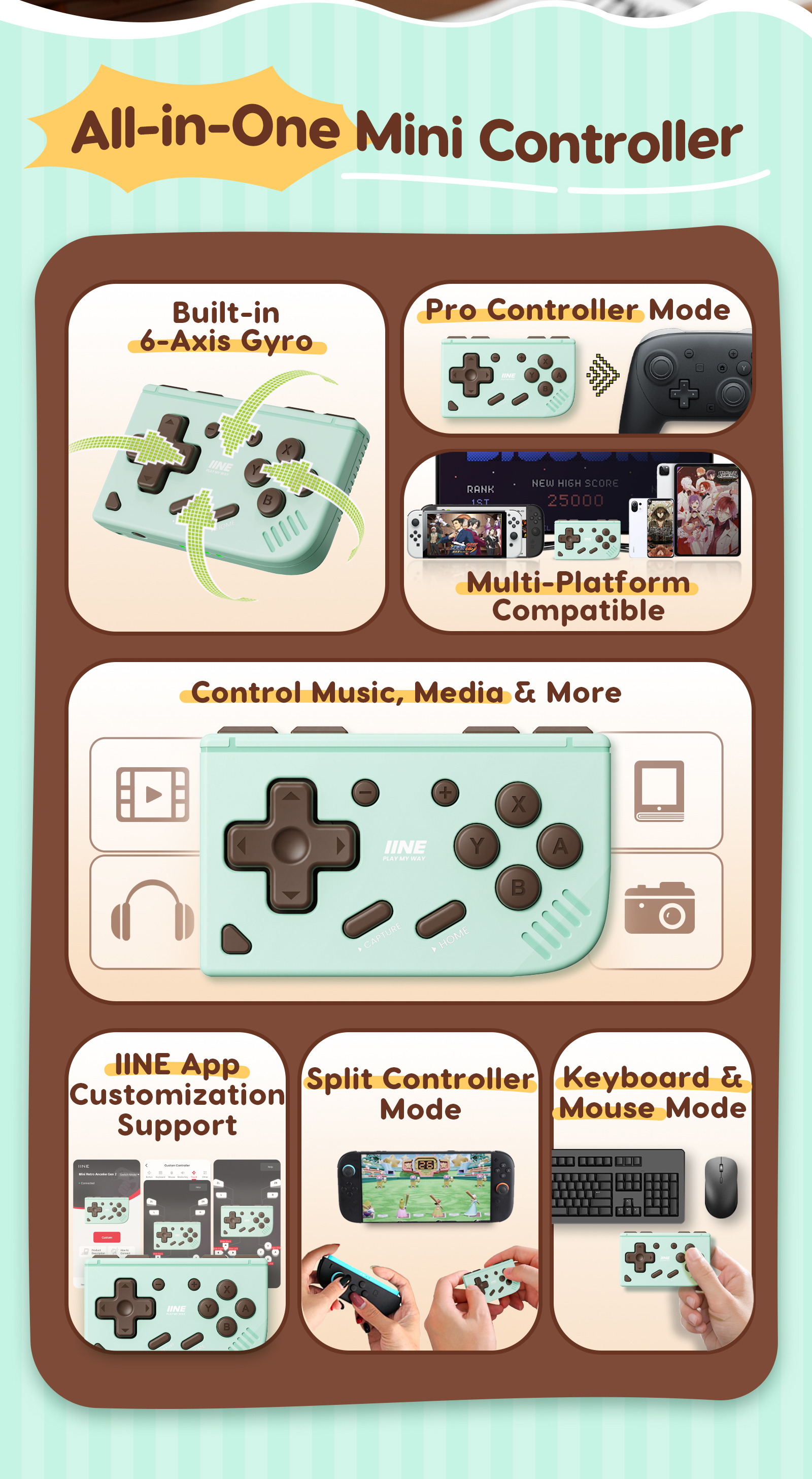 IINE Mini Ananke Gen2 Controller-Mint Chocolate Green/ Multi-Mode ...