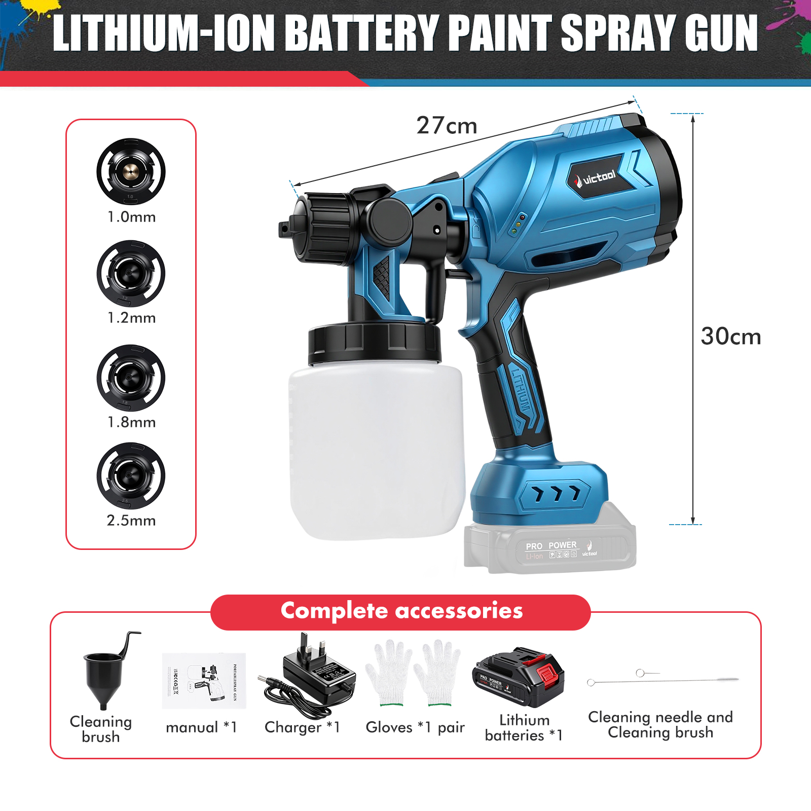 2 year warranty 850W 1000ml Sprayer Gun Cordless Airless Paint Machine ...