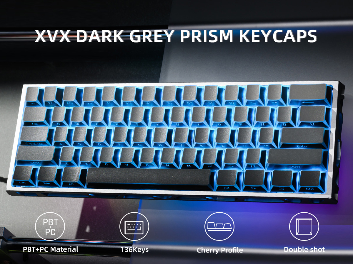 XVX Folded Shadow Keycaps White/Black/Ink PBT Side-printed Five-Sided ...
