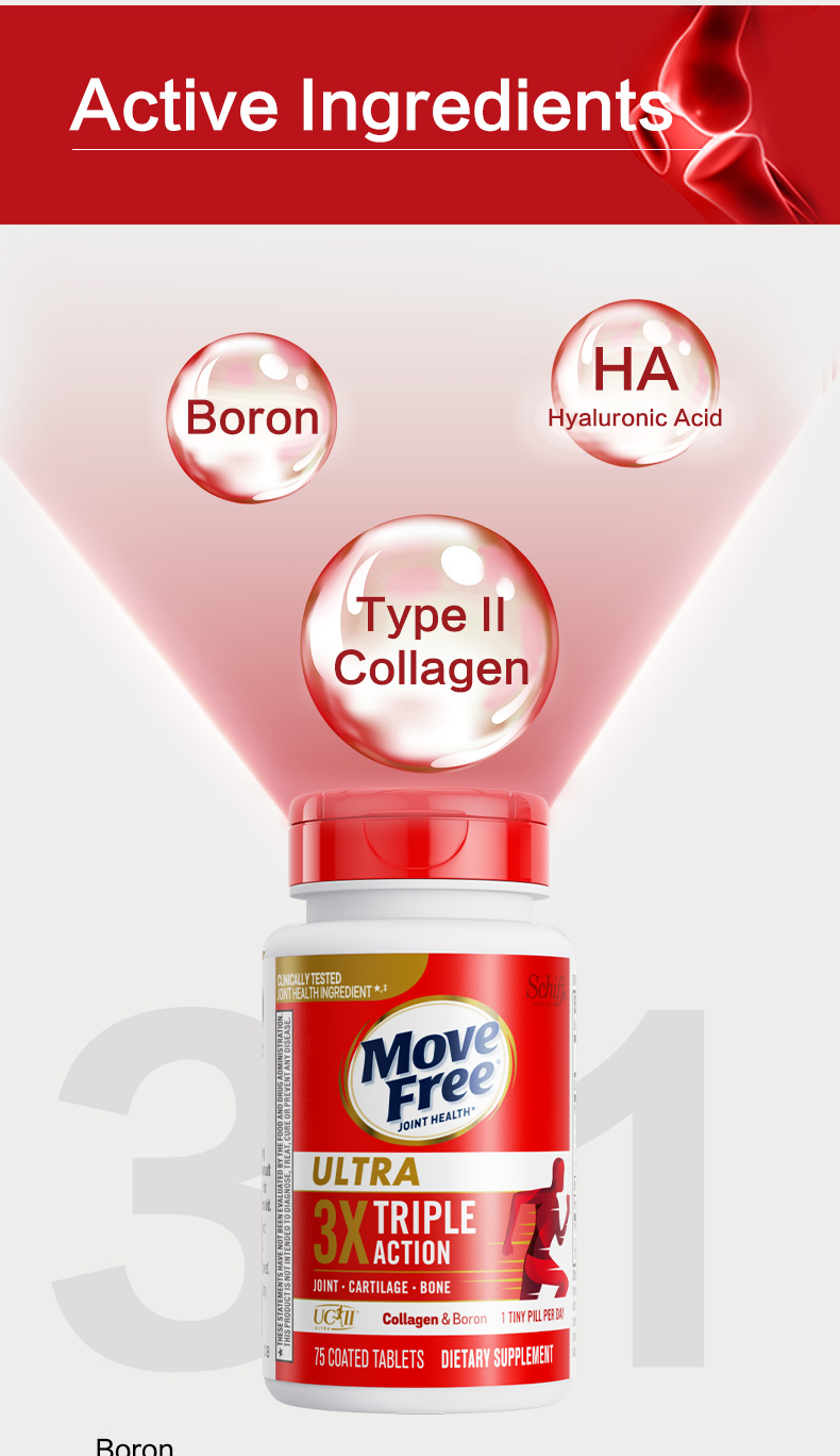 [PACK OF 2] Schiff Move Free Type II Collagen, Boron & HA Ultra Triple ...
