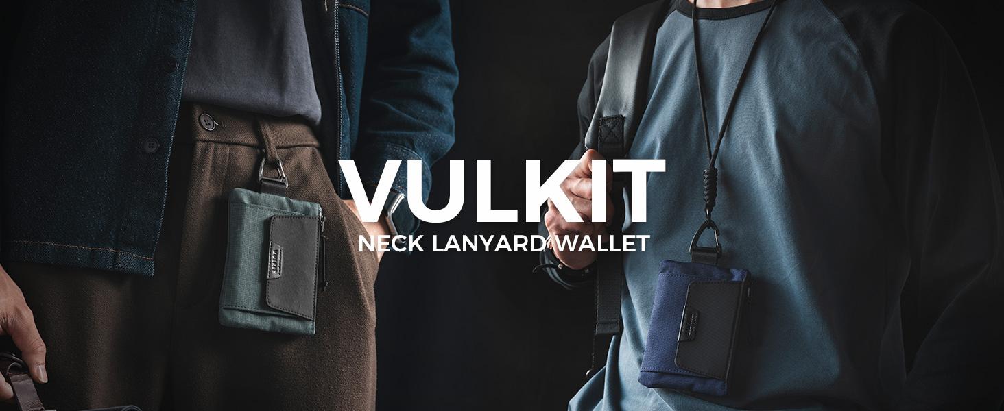 VULKIT-RFID Blocking Lanyard Wallet Nylon Neck Wallet with ID Window ...