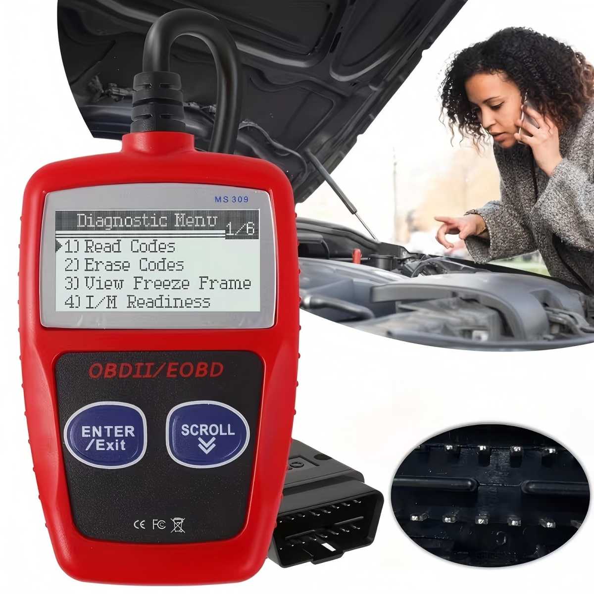 MS309 Upgraded Advanced OBD2 OBDII EOBD Car Diagnostic Scanner ...