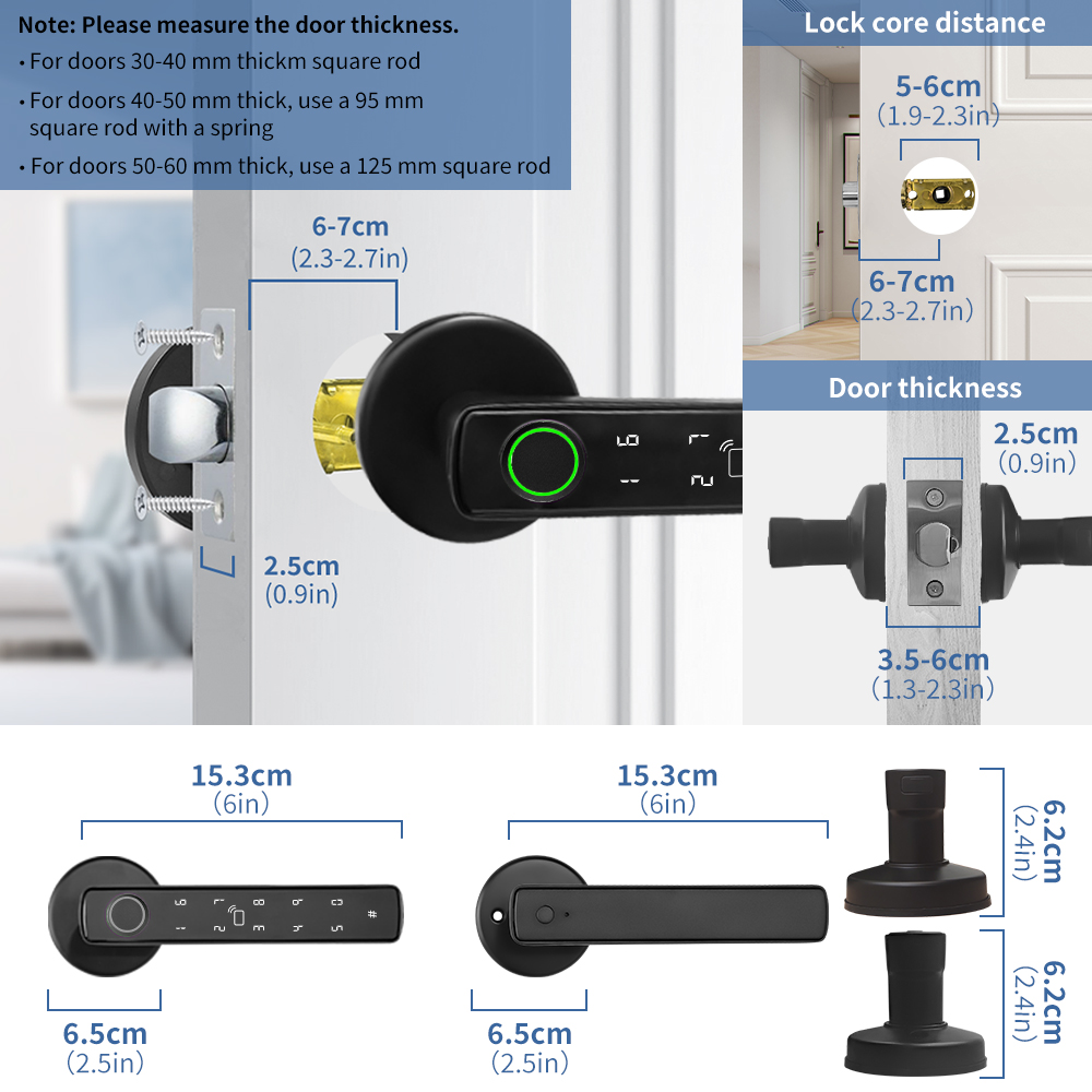 5-in-1 Tuya Bluetooth APP Smart Fingerprint Door Lock With Password Key ...
