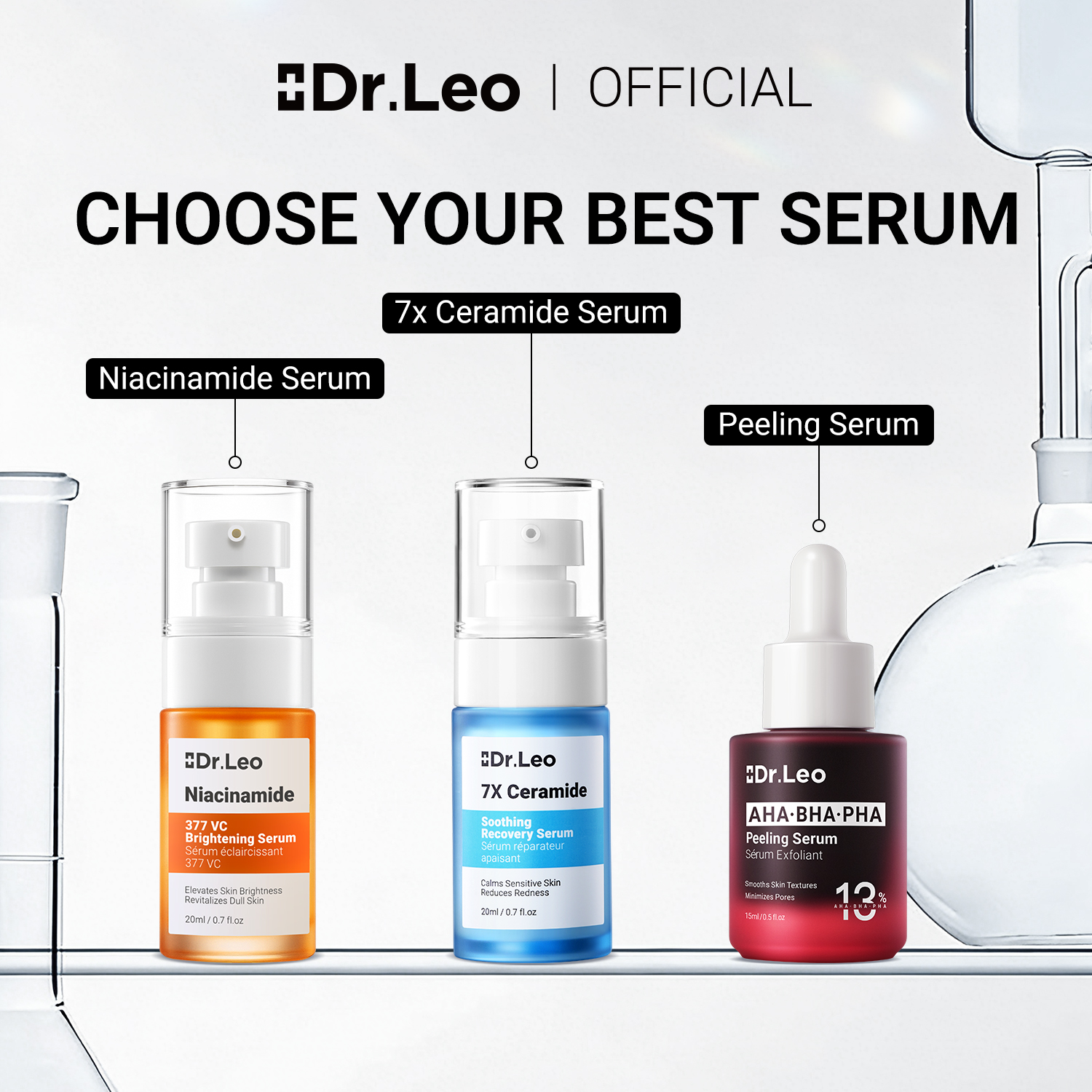 【Dr.Leo Serums】Peeling Serum Muka/Niacinamide 377+VC/7x Ceramide Serum ...