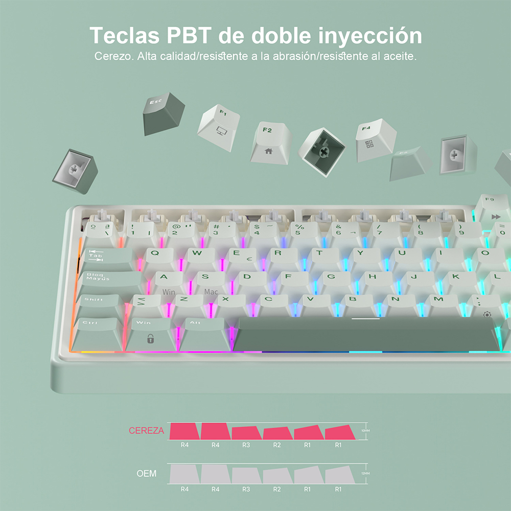 Royal Kludge RK R98Pro Sky Cyan 98 Key RGB Wired With Knob Mechanical ...