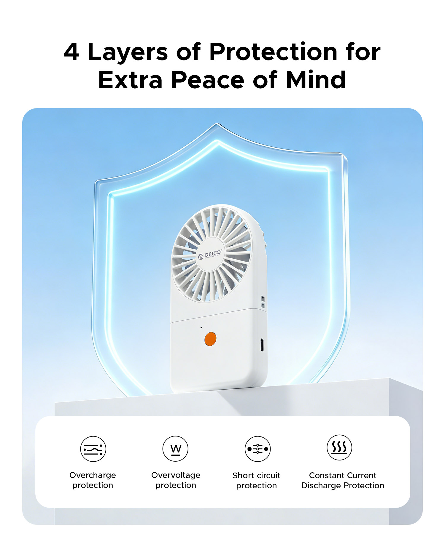 ORICO Rechargeable Foldable Fan Mini Portable Handheld Fan USB Charging ...