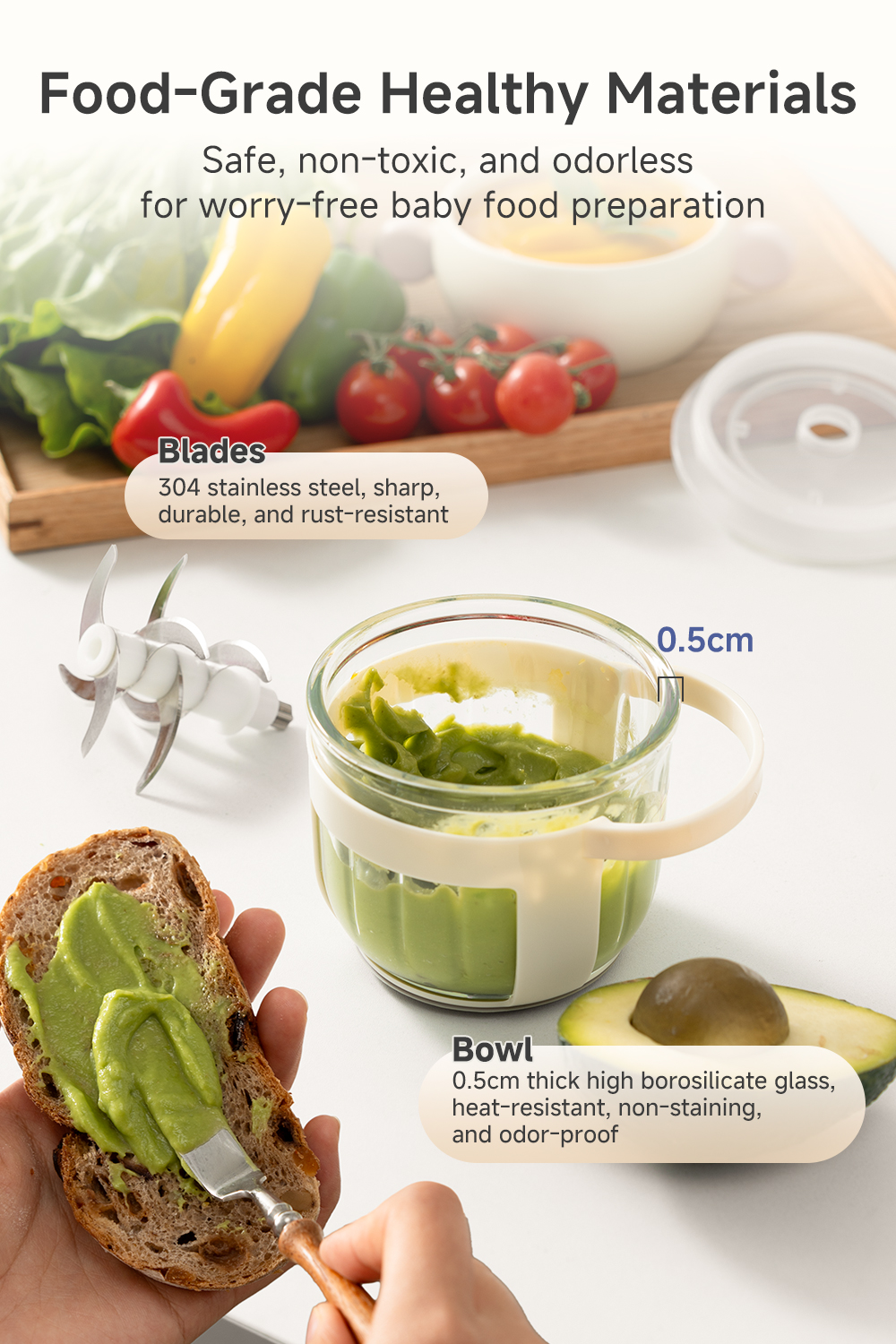Simplus 0.4L Food Processor | 6S Fast Cutting | Food-Grade Material ...