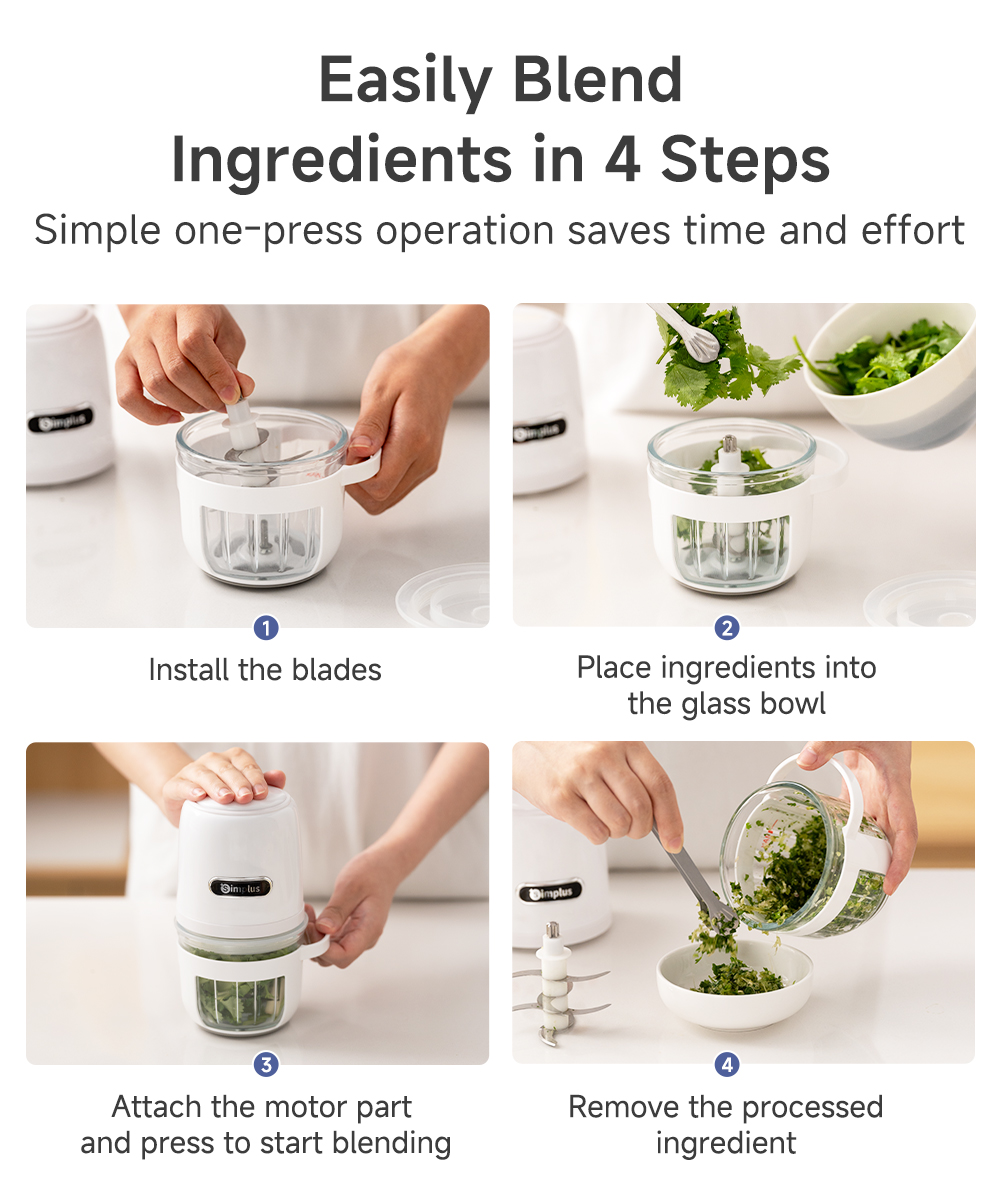 Simplus 0.4L Food Processor | 6S Fast Cutting | Food-Grade Material ...