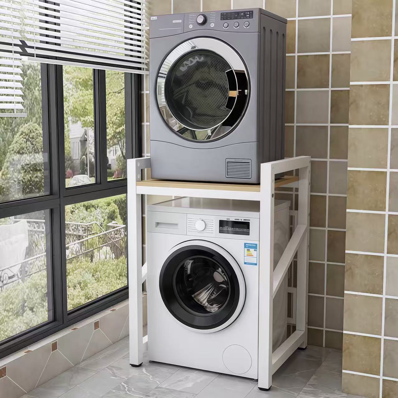 Washing Machine Rack Storage Organizer With Detergent Shelf For Balcony ...