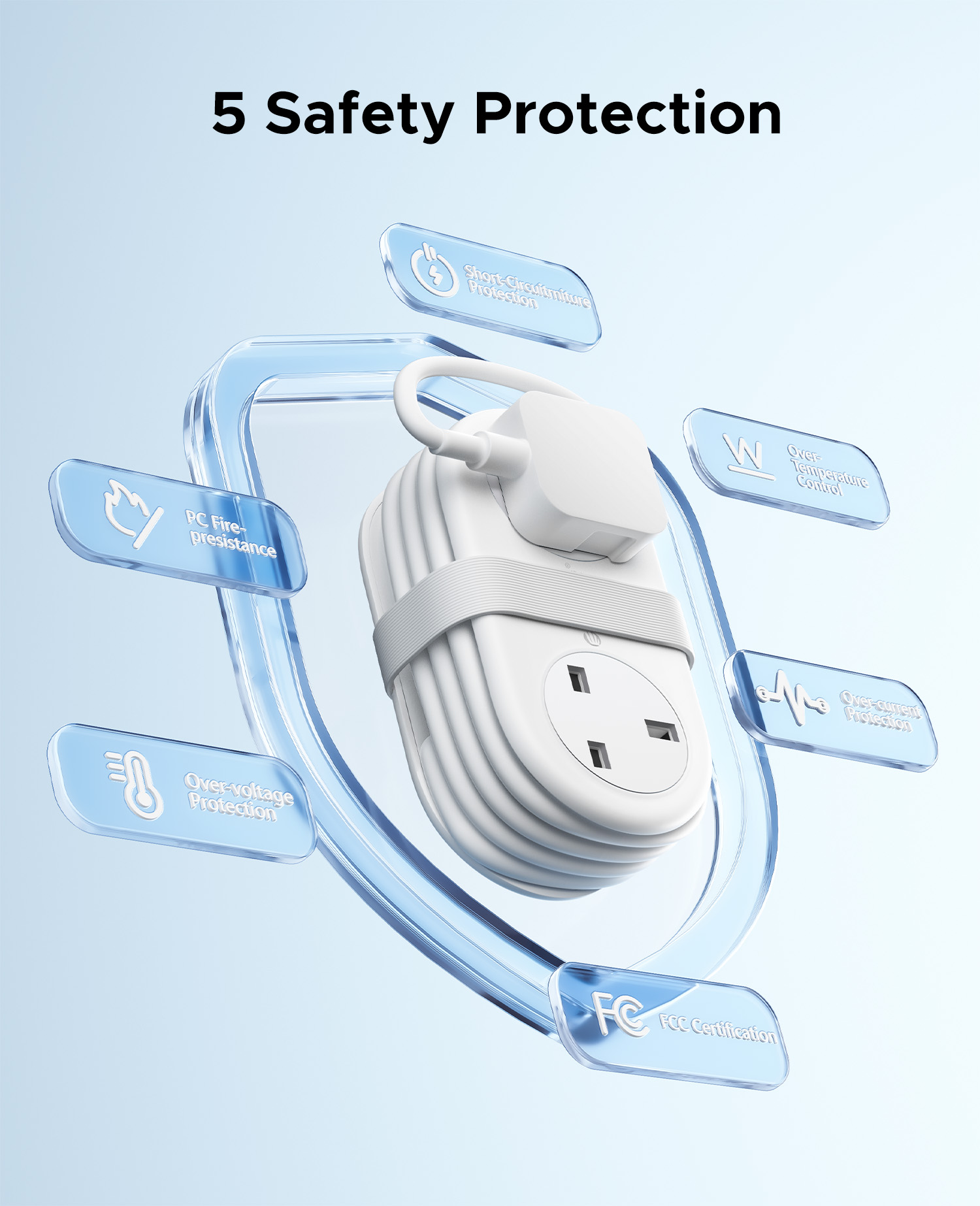 ORICO UK Plug 1.2M Extension Socket Travel Power Strip with 20W/15.5W ...